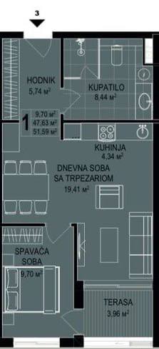 Квартира с 1 спальней в Бечичи, 52 м² thumbnail 12