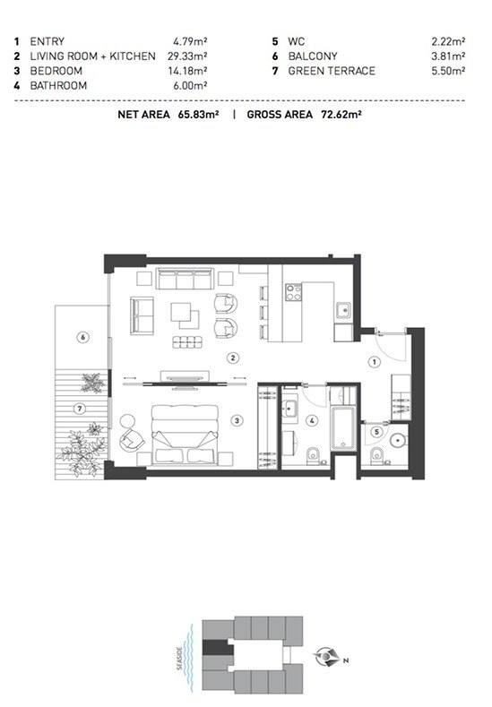 Квартира с 1 спальней в Будве, 65.83 м² thumbnail 6