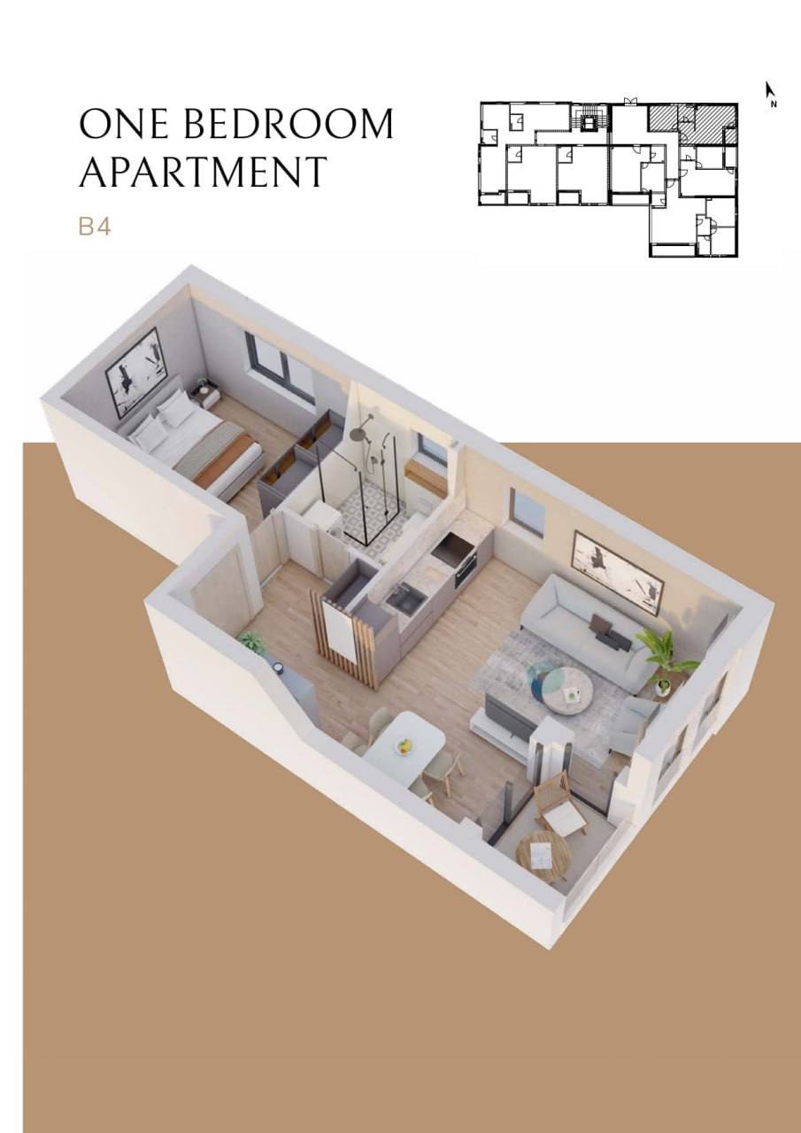 Квартира с 1 спальней в Подкошлюне, 44 м² thumbnail 9