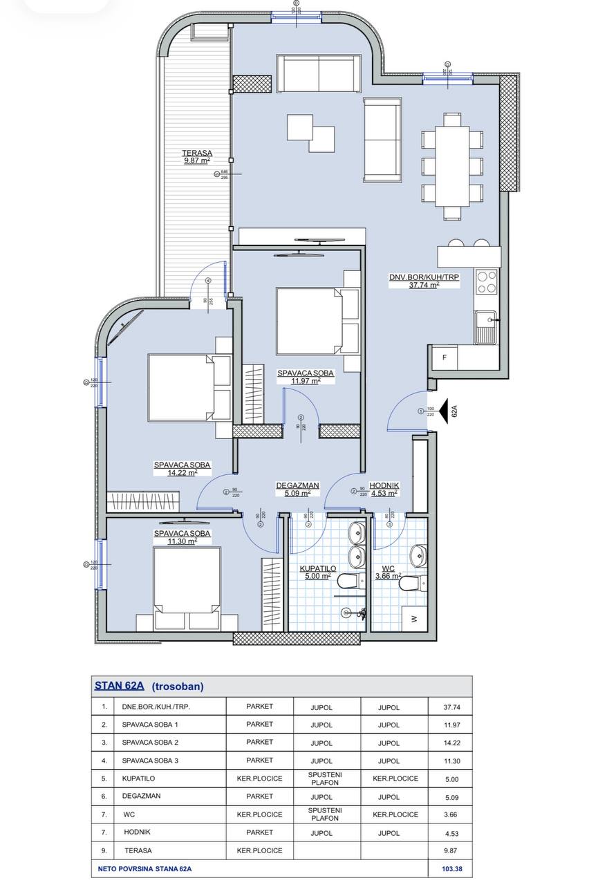 Квартира с 3 спальнями в Баре, 106 м² 3