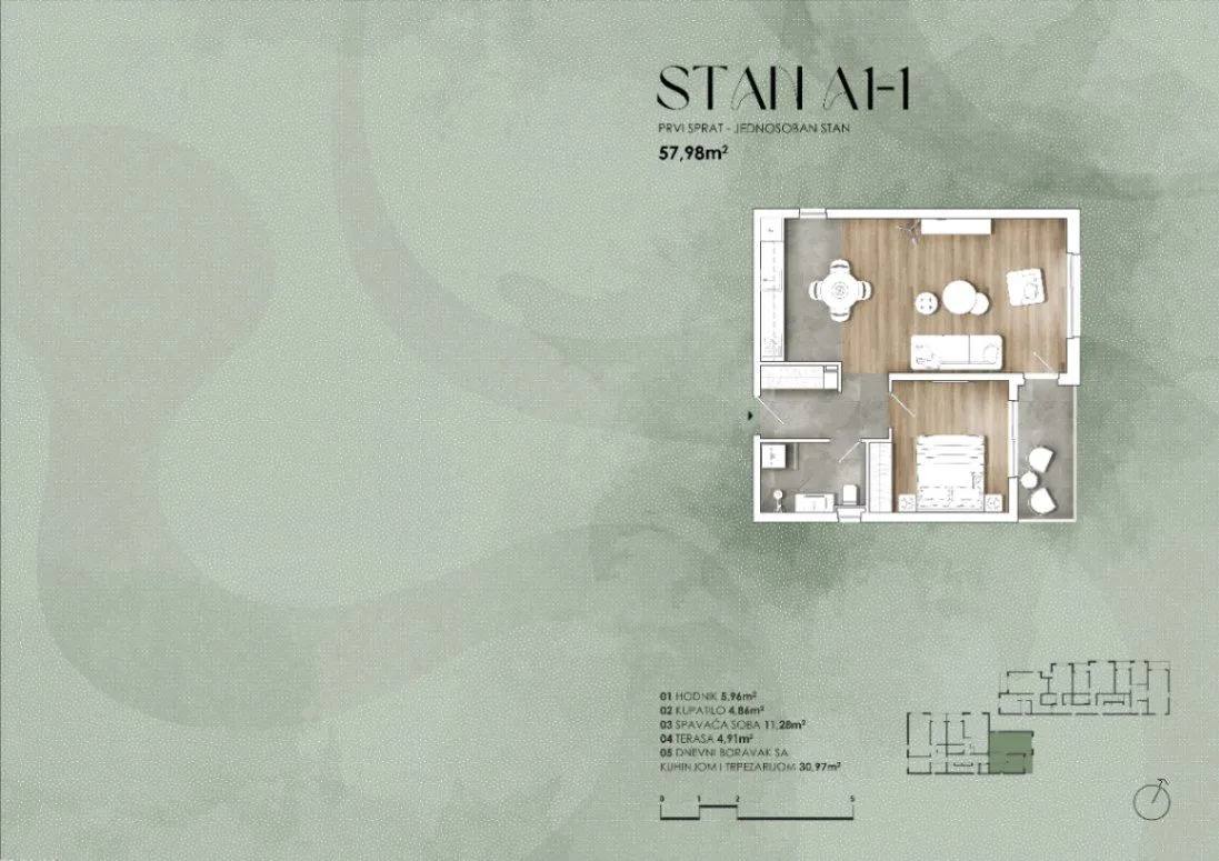 Квартира с 1 спальней в Которе, 54 м² 5