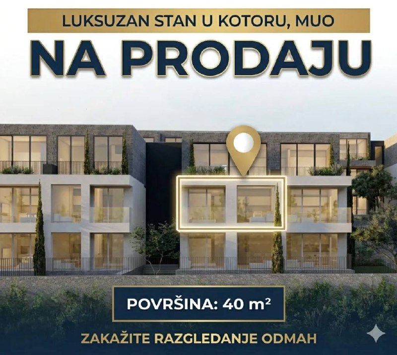 Квартира с 1 спальней в Которе, 40 м²