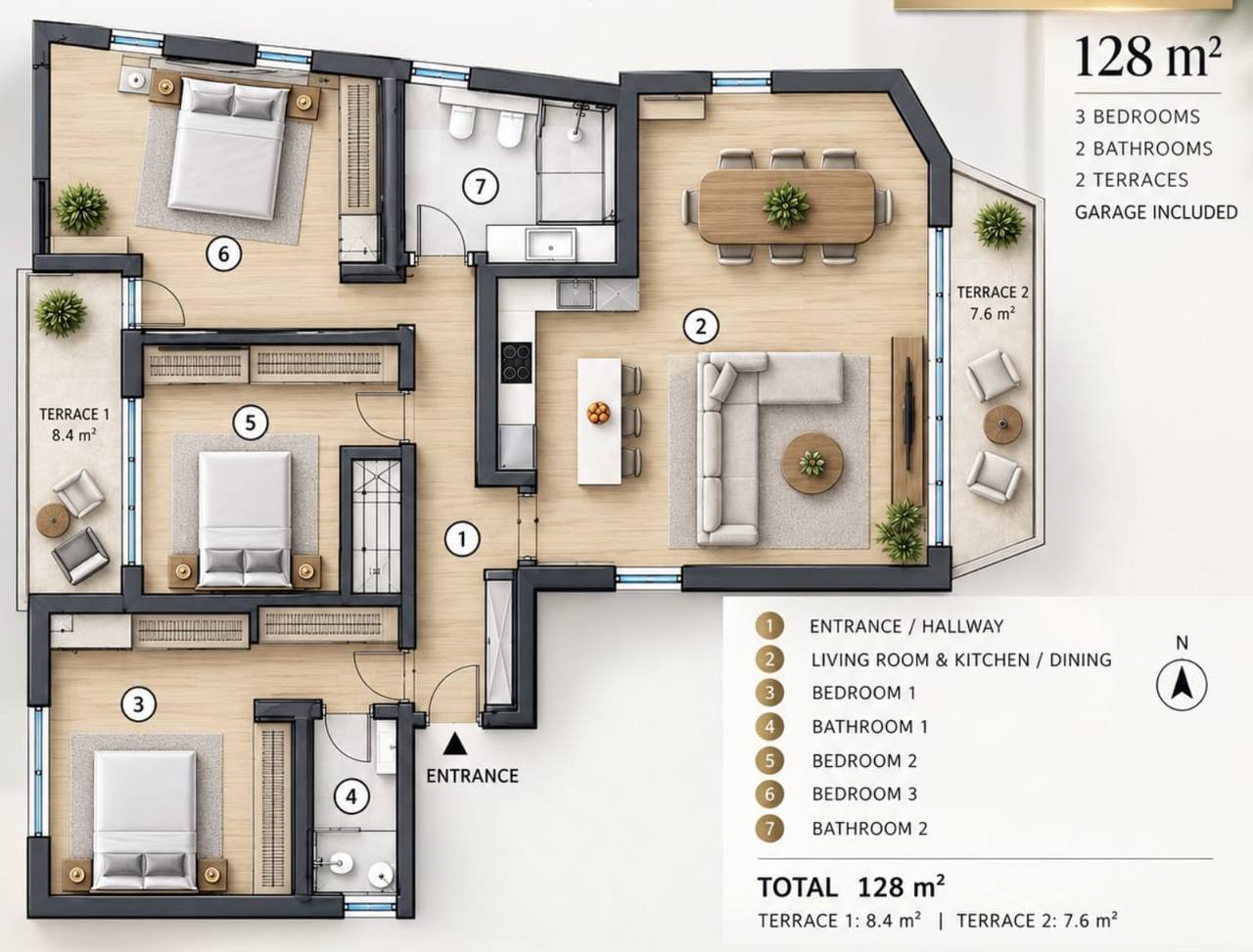 Квартира с 3 спальнями в Бечичи, 128 м² 8