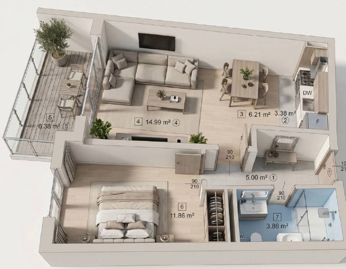 Квартира с 2 спальнями в Бечичи, 71.21 м² 9