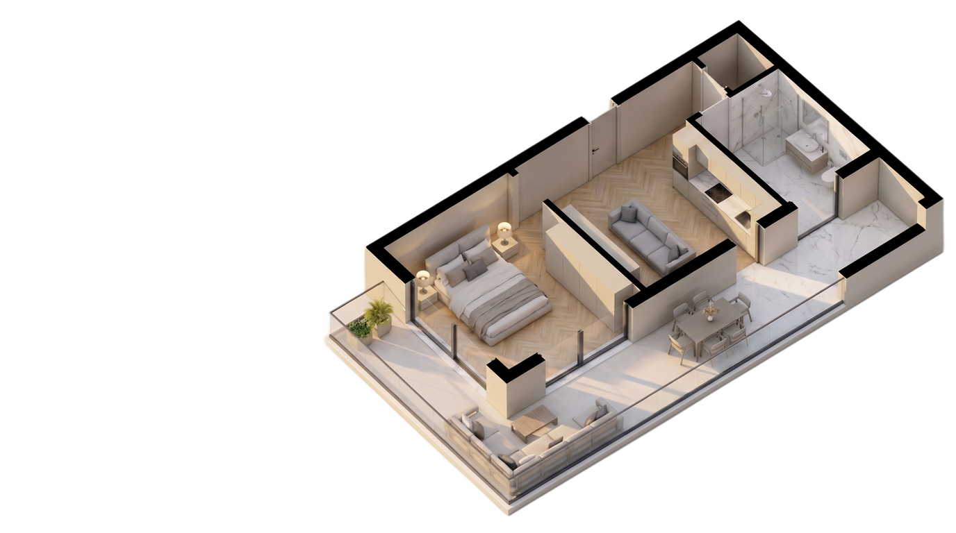 Квартира с 1 спальней в Дубовице, 39.39 м² 2
