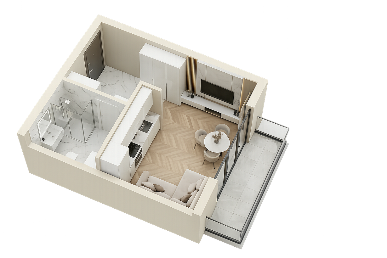 Квартира в Дубовице, 26.78 м² 2
